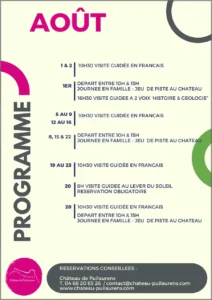 Programme des animations du mois d'Août au Château de Puilaurens